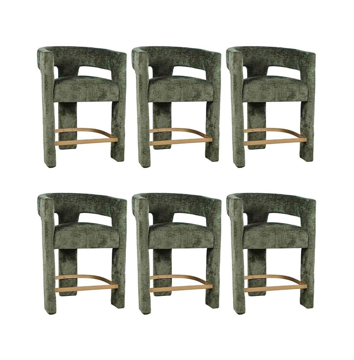 Starlight Canyon Home Modern Upholstered Counter Stool, Iron Frame, Forest, Set of 6
