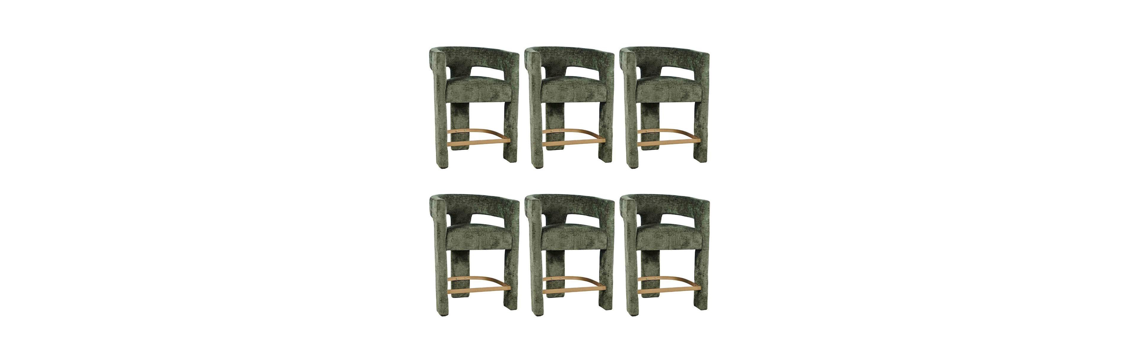 Starlight Canyon Home Modern Upholstered Counter Stool, Iron Frame, Forest, Set of 6