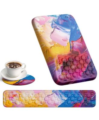 Pink Ergonomic Memory Foam Mouse Pad Wrist Rest Set With Massage Design Anti Slip Base
