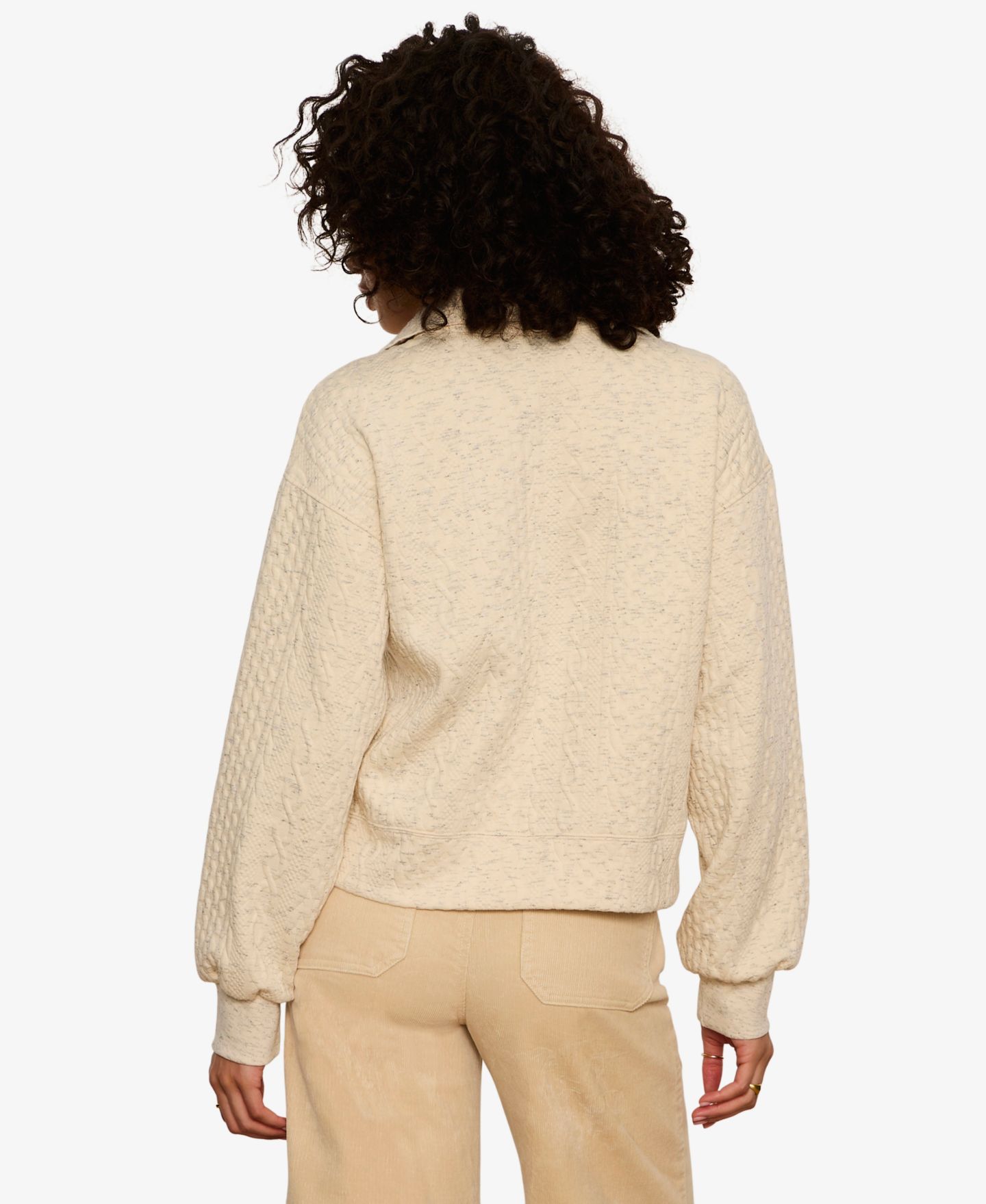 Женский топ Sanctuary Petite Halley Cable-Knit Relaxed Popover, цвет: Меланжевый костяной — фото 7