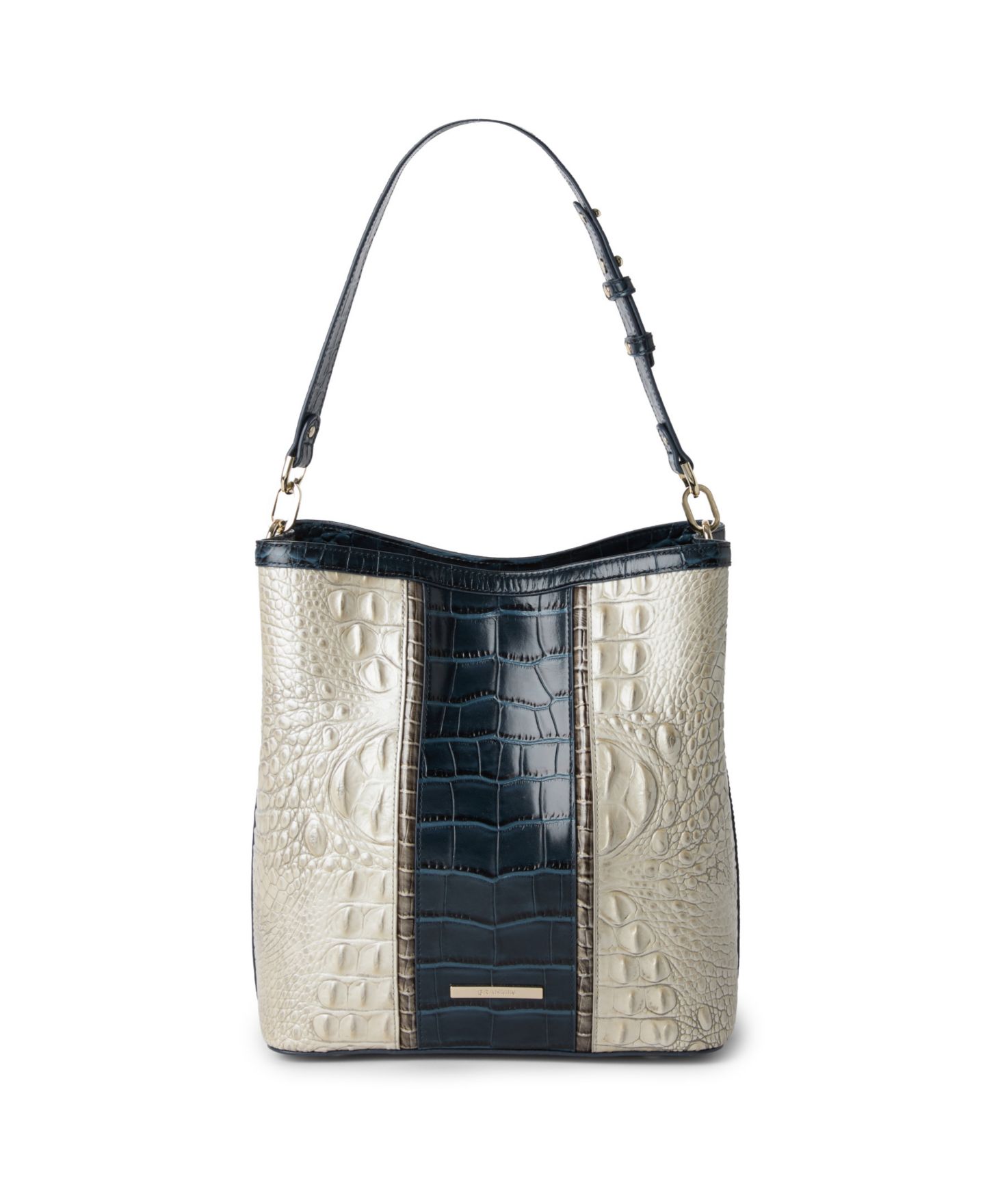 Женская сумка Brahmin Celina Leather Adjustable Medium Bucket, цвет: Чёрный / Слоновая кость разноцветный — фото 1