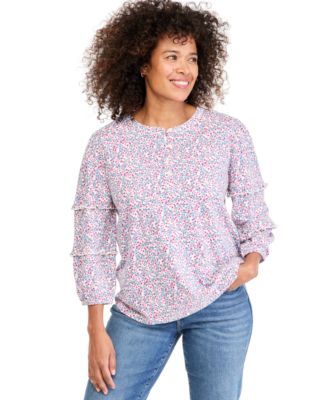 Women's 3/4-Sleeve Henley Knit Blouse