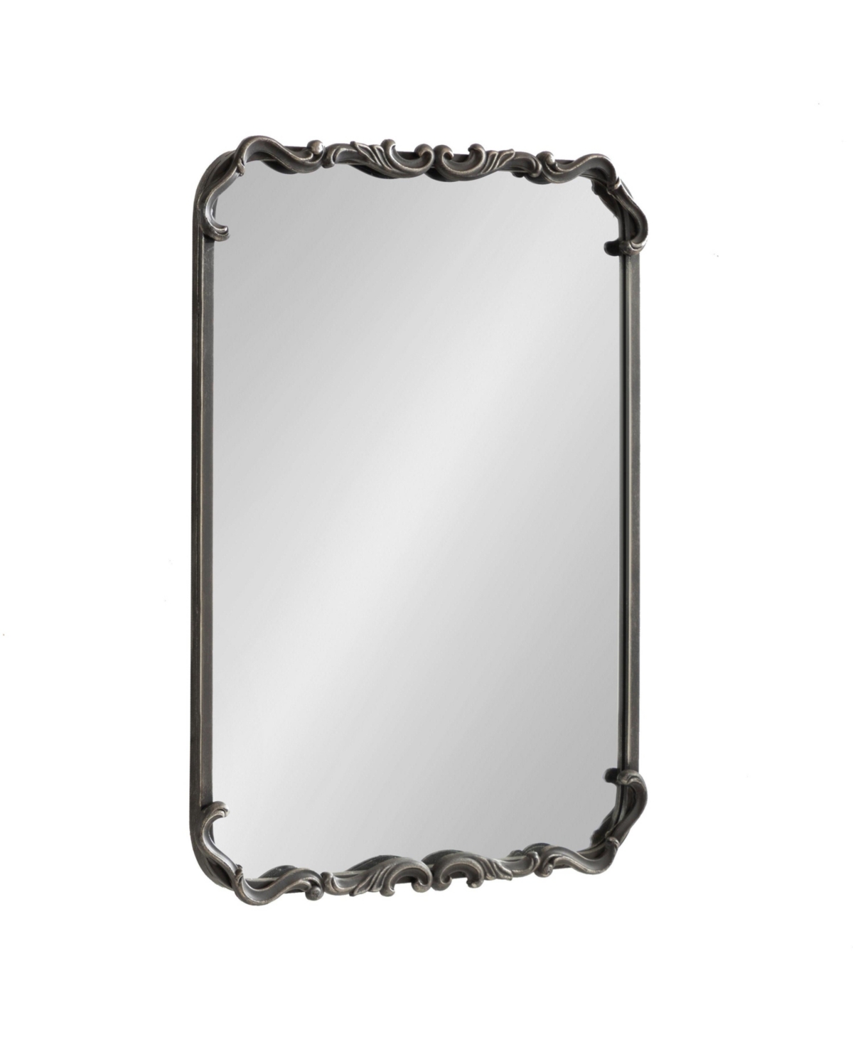 Kate and Laurel Brazelton Traditional Rounded Rectangle Ornate Mirror for Bathroom Vanity or Fireplace Mantel Mirror - Black