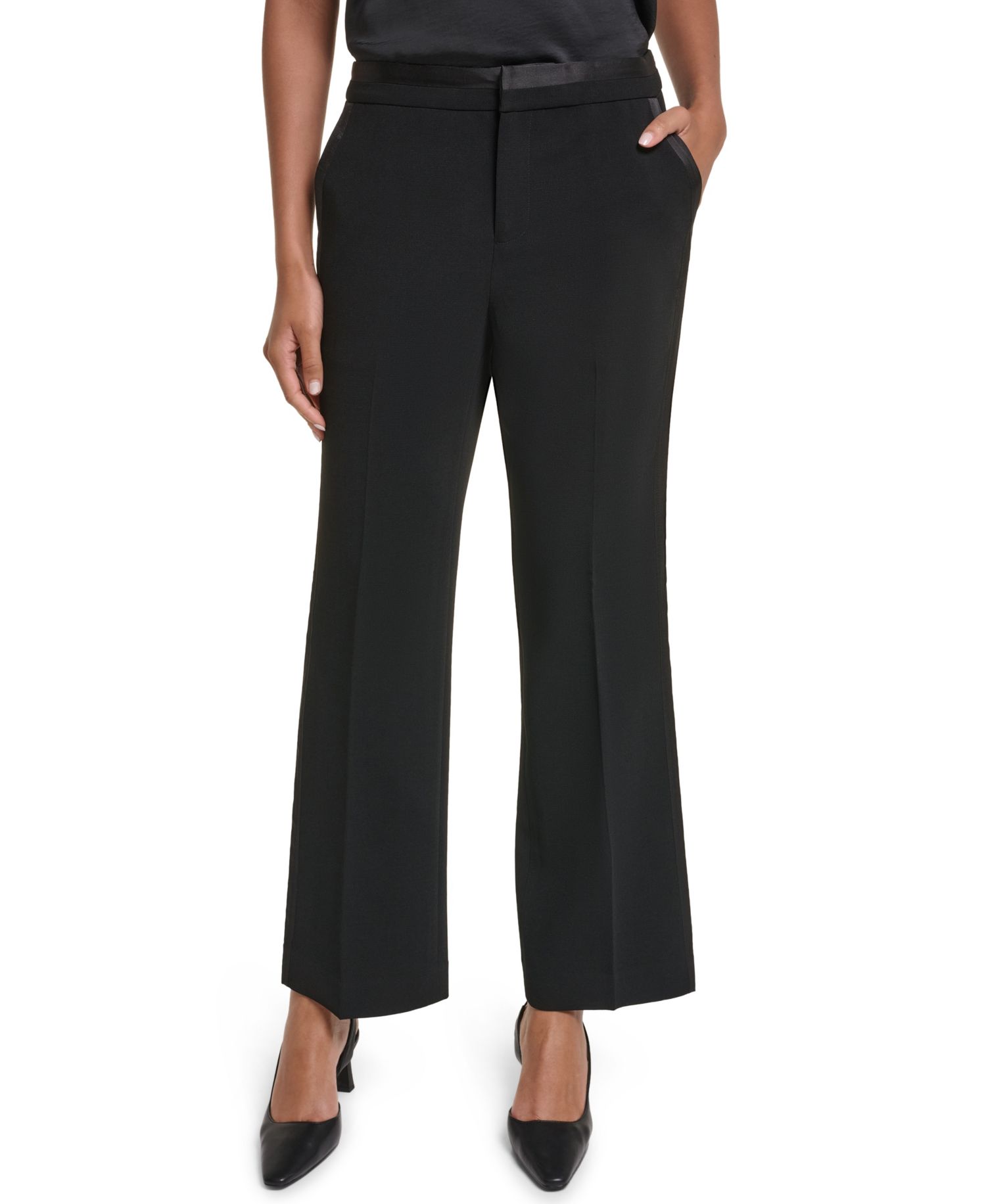 Petite Satin Mid-Rise Pants