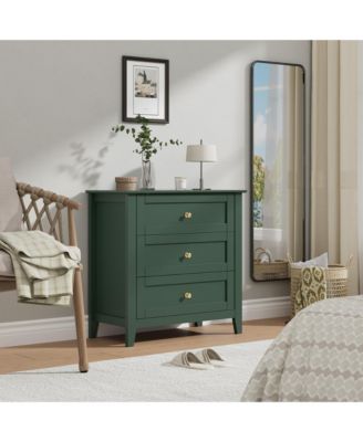 3 Drawer Dresser, 27.5 Inch Bedroom Nightstand, Modern Farmhouse Storage Cabinet, Sofa Side Table for Living Room, Apartment, Entryway