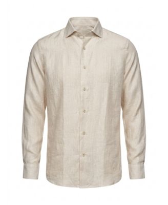 Men's Linen-Blend Long Sleeve Dress Shirt