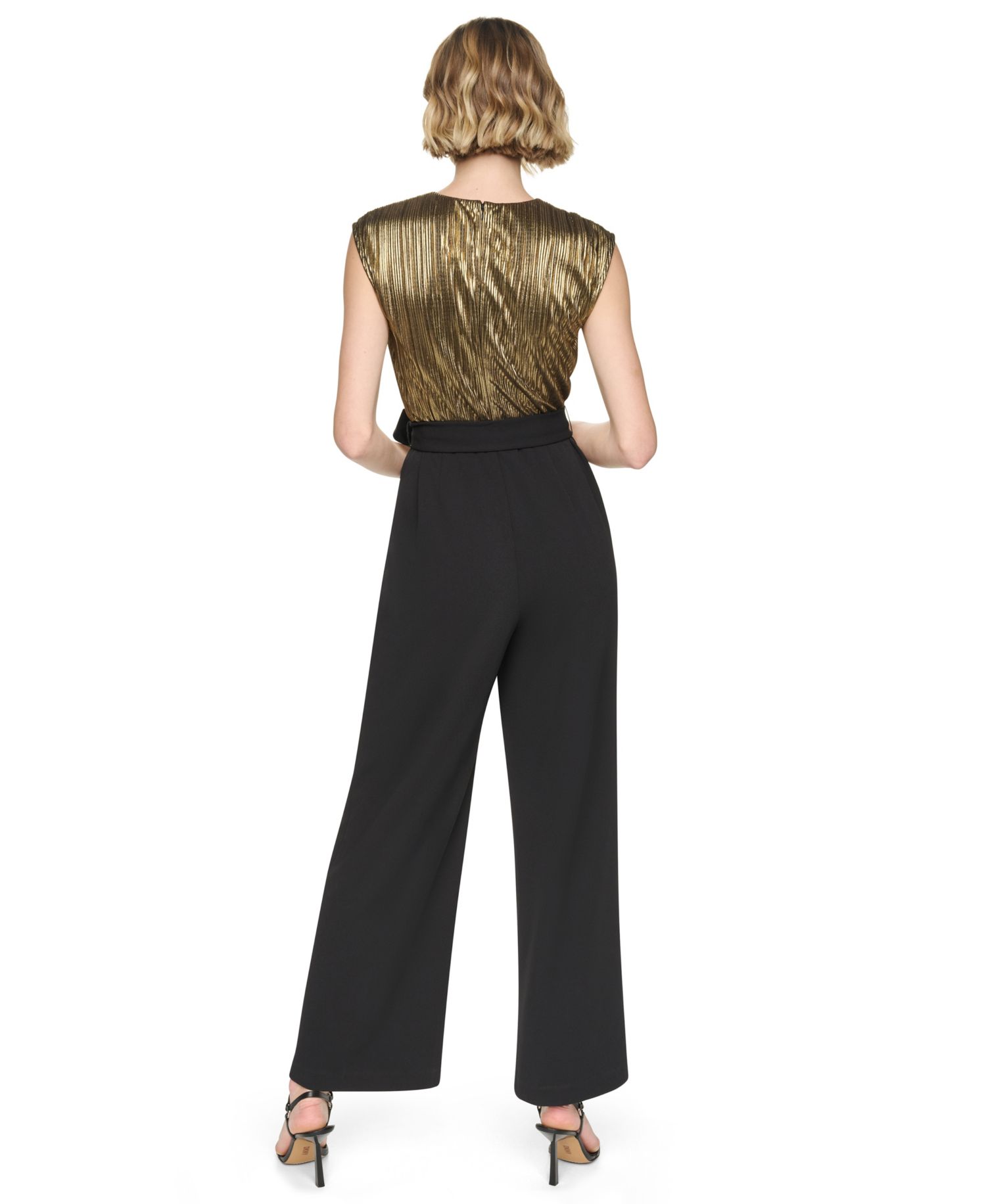 Women's V-Neck Cap-Sleeve Wide-Leg Jumpsuit