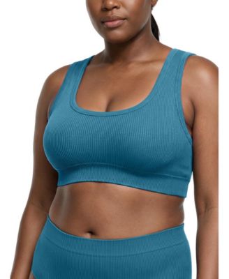 Plus Size Lightly Lined Seamless Rib Scoop Bralette