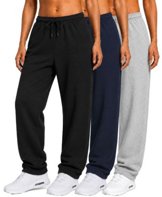 Women's Base Supply Loose Fit Classic Fleece Sweatpants with Open Bottom -3 Pack