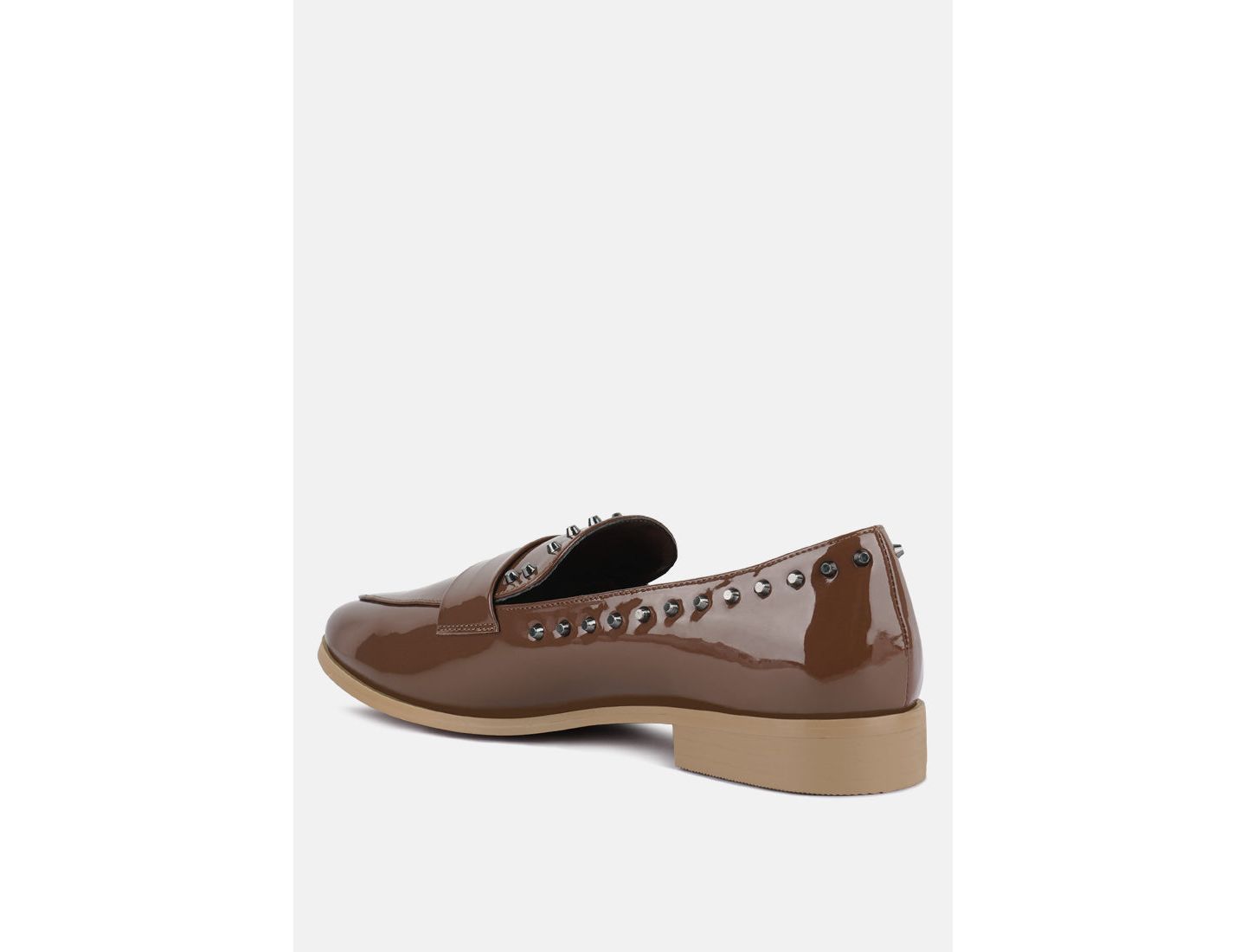 Женские туфли Rag & Co Emilia Patent Stud Penny, цвет: Бежевый / Хаки — фото 7