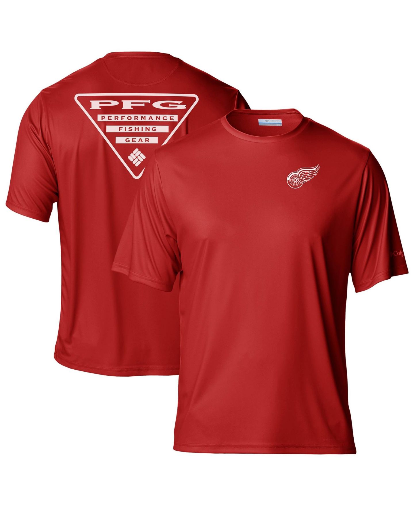 Мужская футболка Columbia PFG Red Detroit Red Wings Terminal Tackle Omni-Shade — фото 1