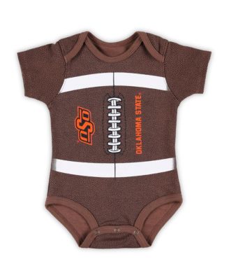 Baby Boys and Girls Brown Oklahoma State Cowboys Catch Me Football Bodysuit