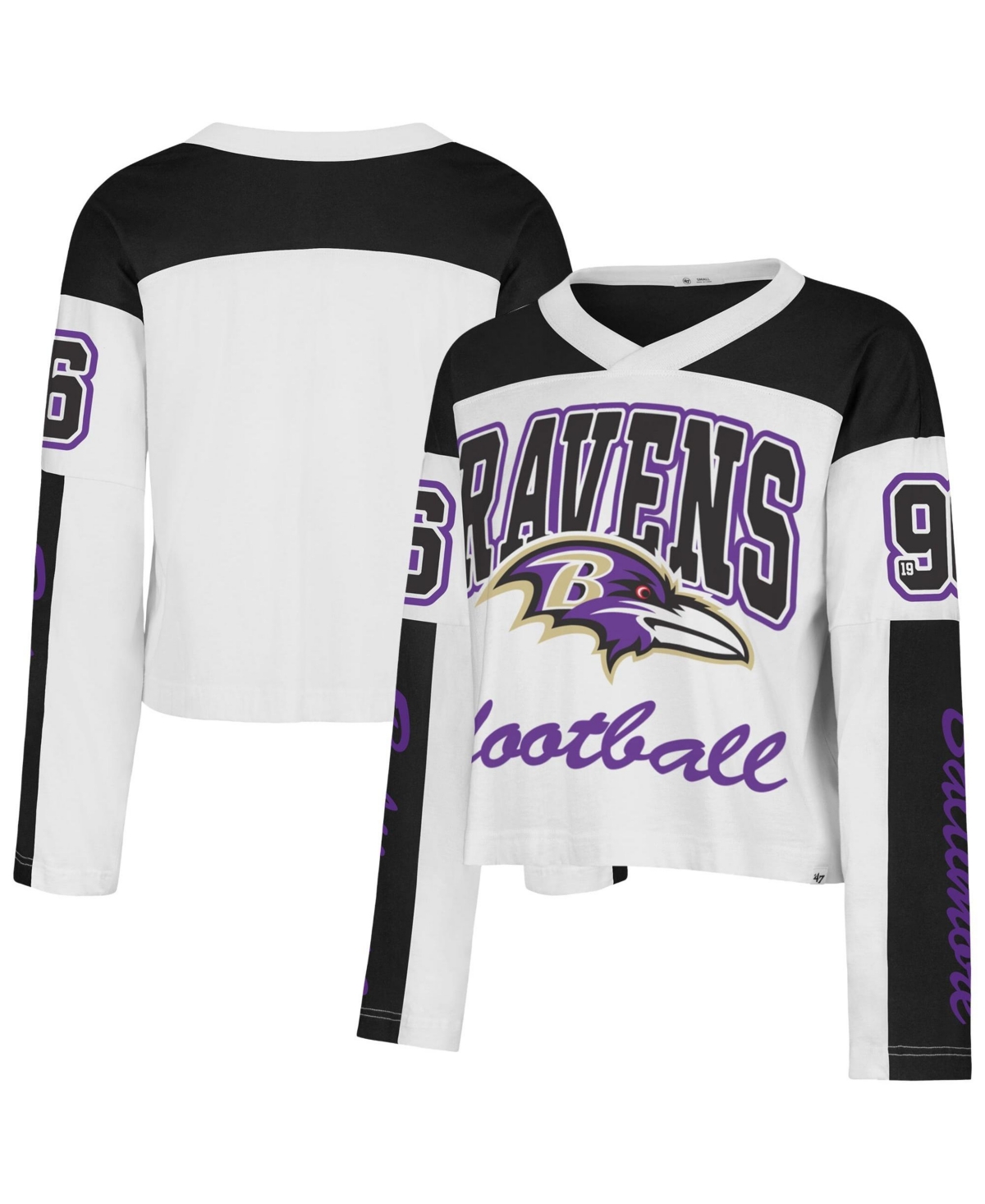 '47 Brand Women's Baltimore Ravens Exclamation Metro V-Neck Long-Sleeve Jersey T-Shirt