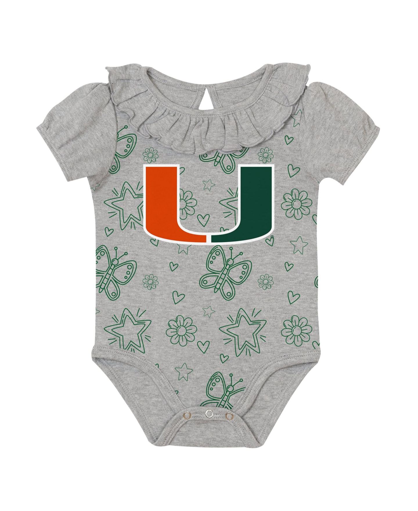 Outerstuff Baby Boys and Girls Green/Gray Miami Hurricanes Two-Pack Playtime Ruffle Bodysuit Set — фото 2