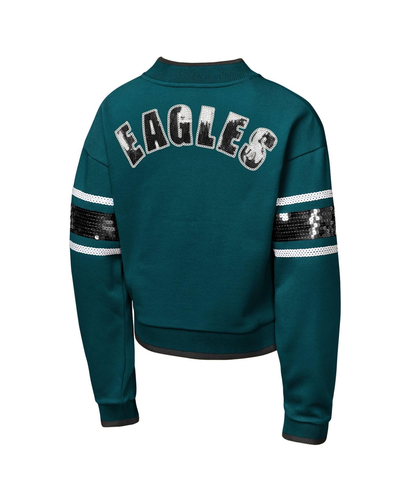 Куртка Outerstuff Midnight Green Philadelphia Eagles MVP Full-Zip Sequin Bomber для девочек — фото 3