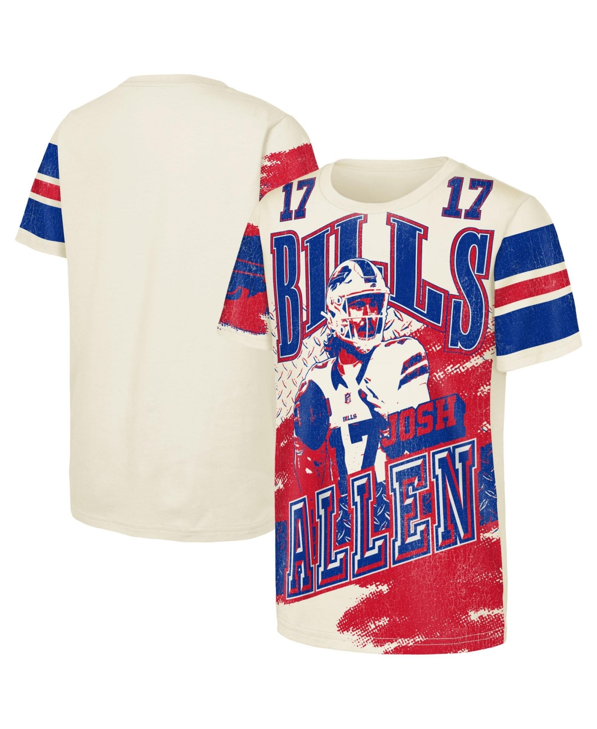 Outerstuff Boys' and Girls' Josh Allen Buffalo Bills Distressed Graphic T-Shirt - Natural