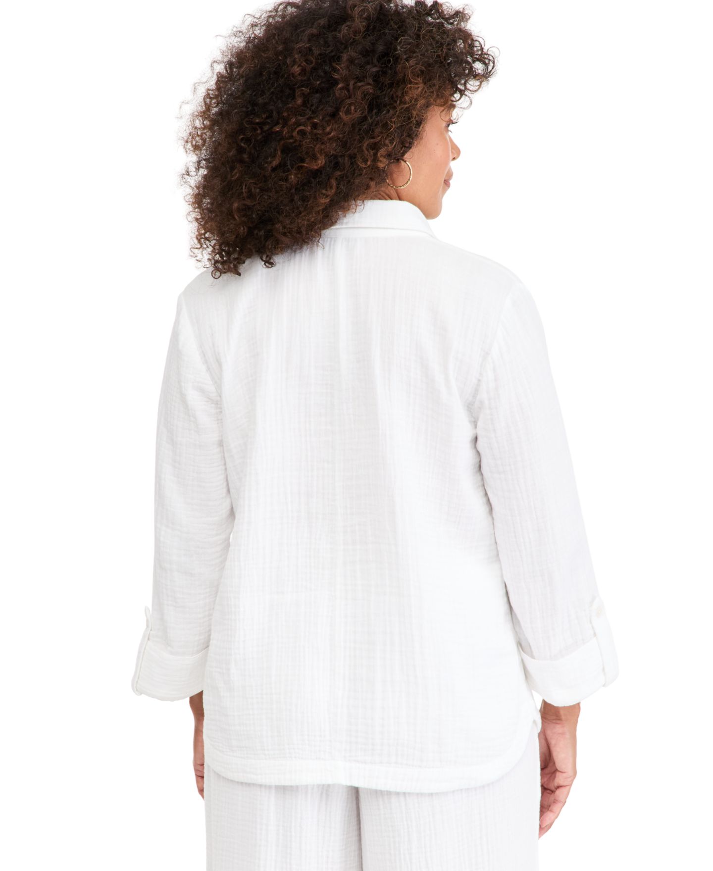 Женская рубашка Style & Co Cotton Gauze Popover Roll-Tab, цвет: Яркий белый — фото 4