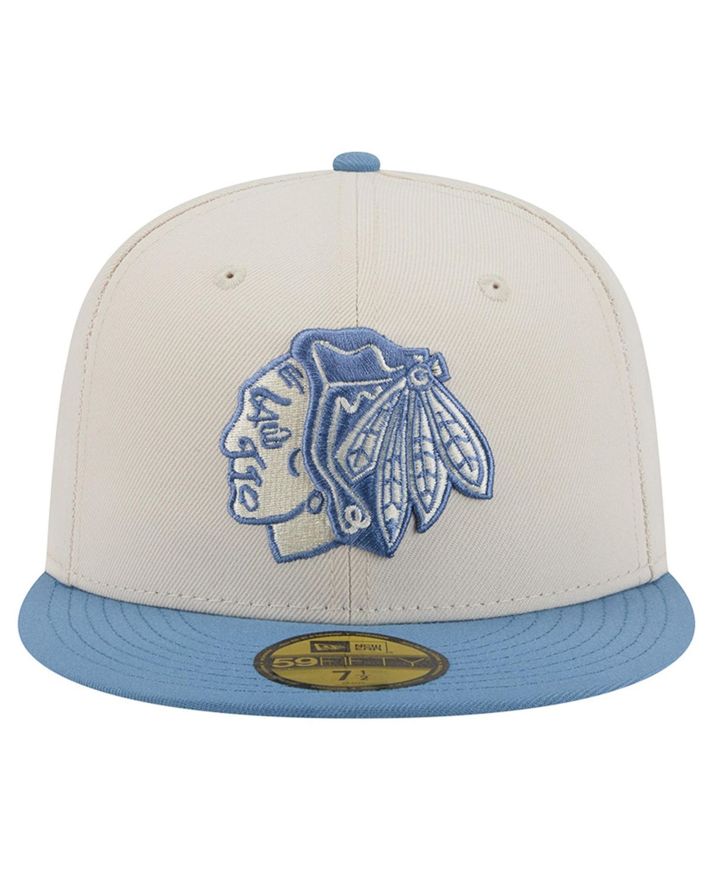 Мужские головные уборы New Era Cream/Blue Chicago Blackhawks Color Pack Two-Tone 59FIFTY Fitted Hat — фото 2