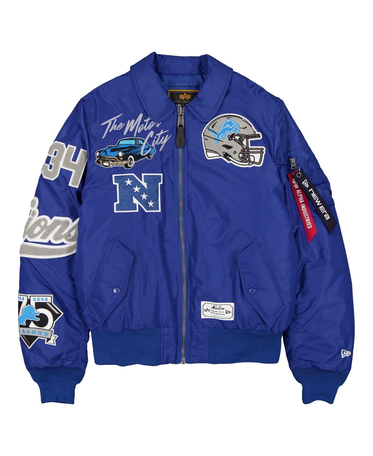 Мужская куртка New Era X Alpha Industries Blue Detroit Lions MA-1 Full-Zip Bomber — фото 2