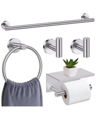 5 Pieces Bathroom Hardware Set Towel Bar Toilet Paper Holder Rack