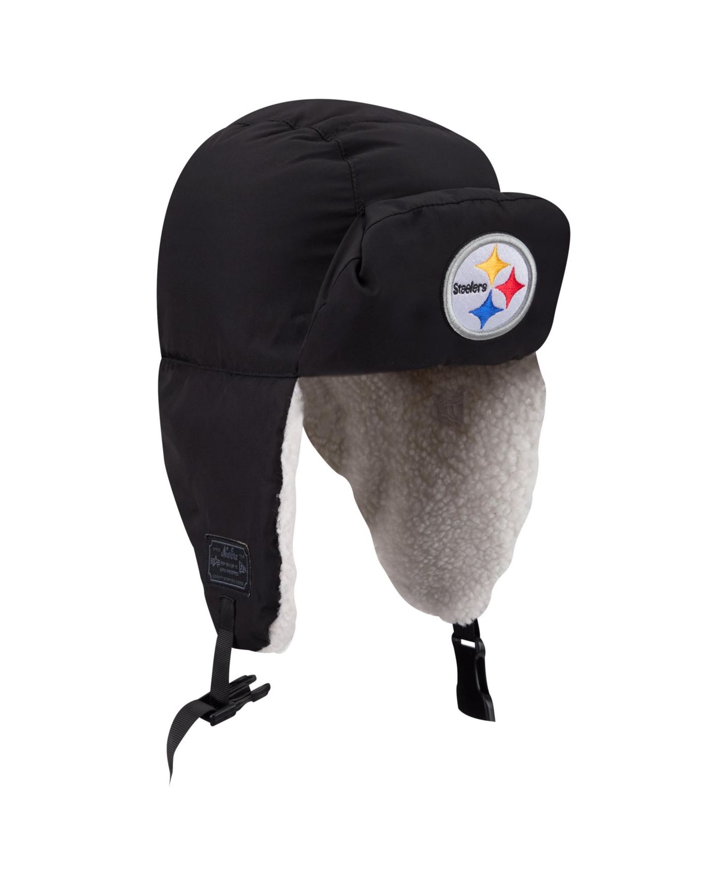 Мужские головные уборы New Era X Alpha Industries Black Pittsburgh Steelers Puffer Quilted Trapper Hat — фото 3
