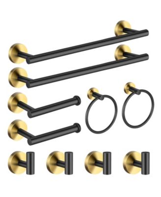 10Pieces 16" Bathroom Hardware Set Towel Bar Toilet Paper Holder Robe Hook