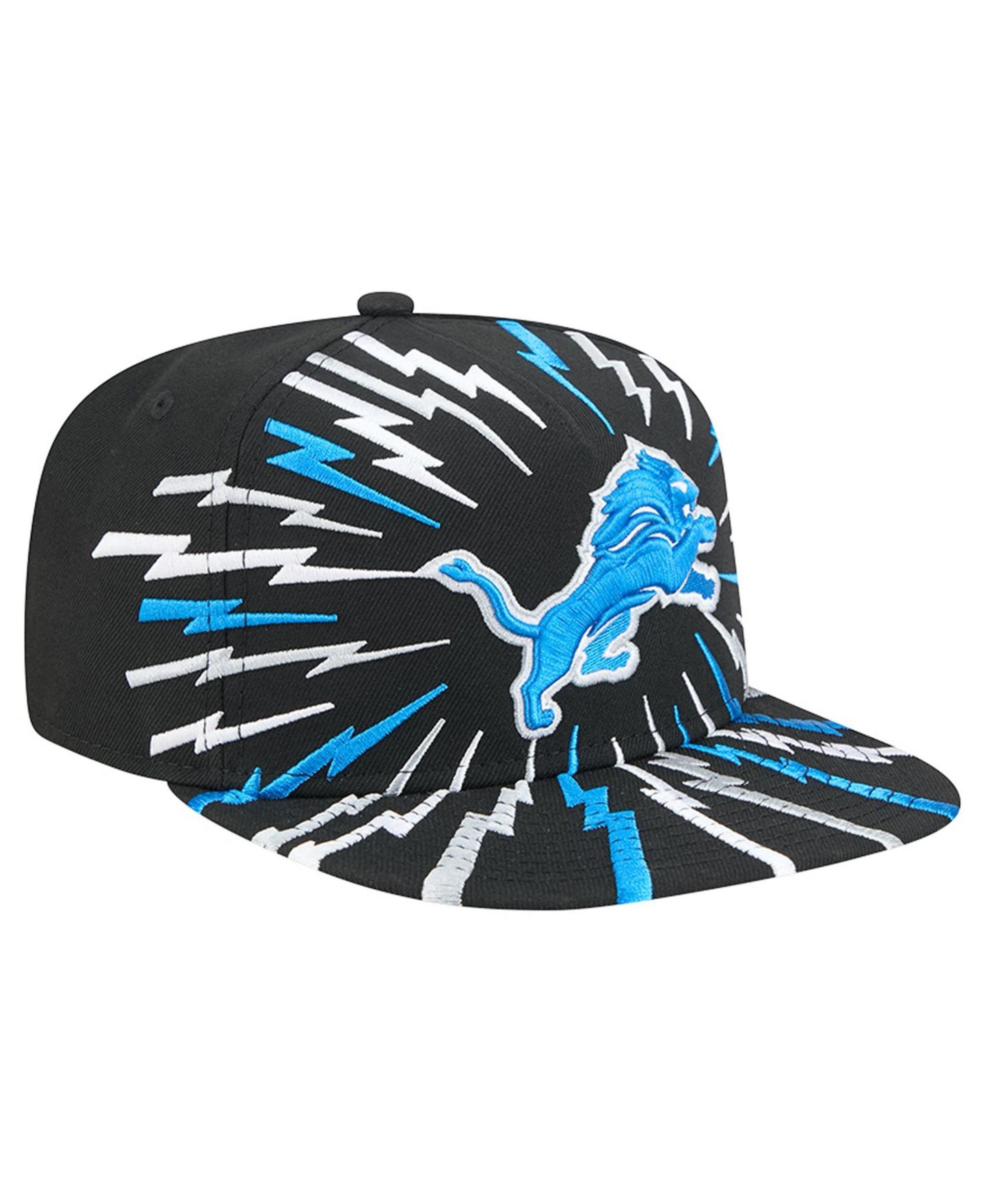 Мужская кепка New Era Black Detroit Lions Bolt A-Frame 9FIFTY Snapback Hat — фото 3