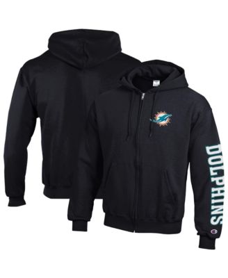 Men's  Black Miami Dolphins Powerblend Fleece Full-Zip Hoodie