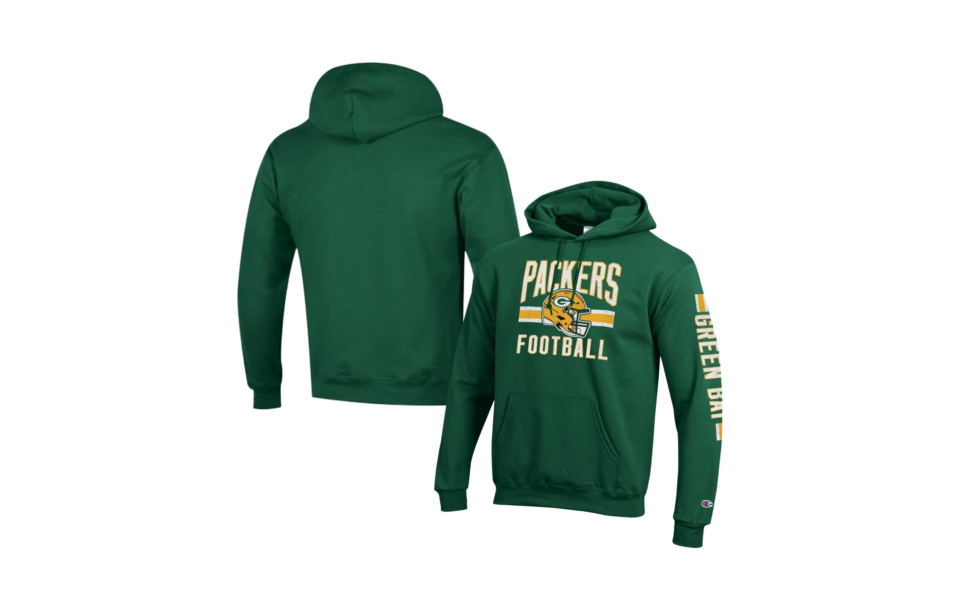 Champion Men's Green Bay Packers Power Blend Graphic Rib-Knit Hoodie