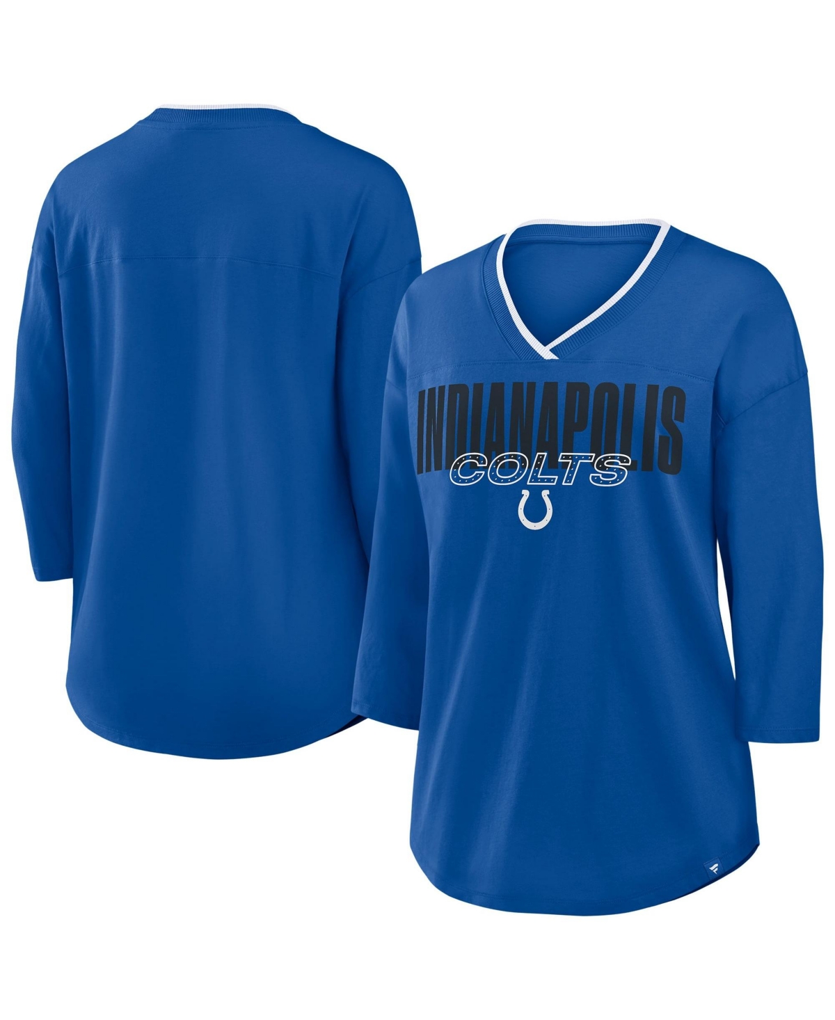 Fanatics Women's Plus Indianapolis Colts Deceptive Juke 3/4-Sleeve V-Neck T-Shirt