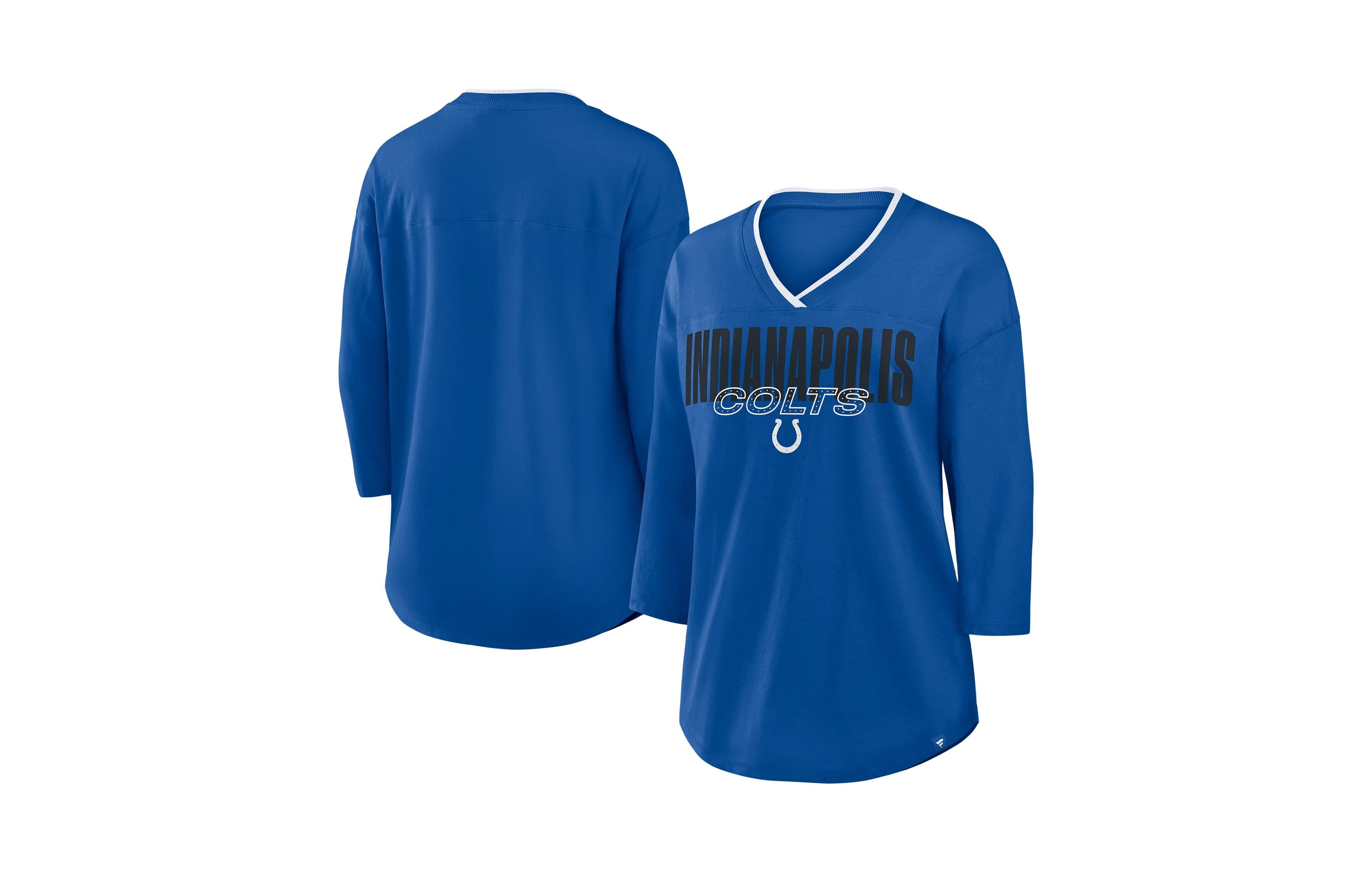 Fanatics Women's Plus Indianapolis Colts Deceptive Juke 3/4-Sleeve V-Neck T-Shirt