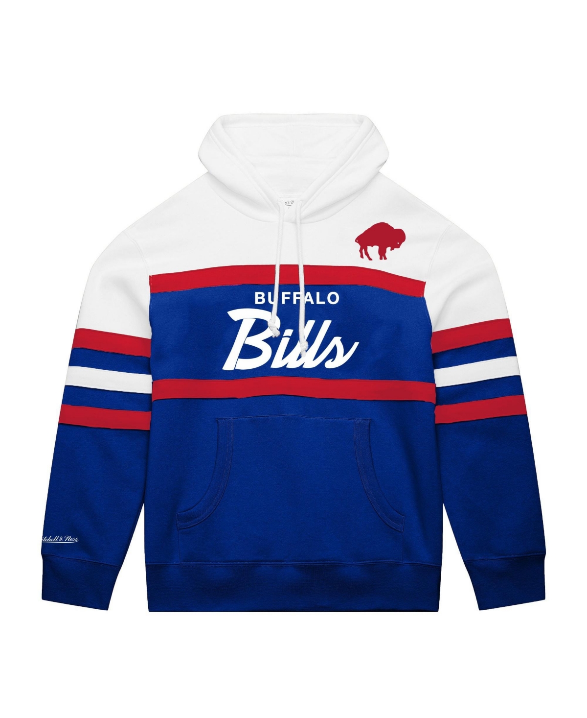 Mitchell & Ness Men's Big & Tall Buffalo Bills Head Coach Fleece-Lined Pullover Hoodie - White, Royal