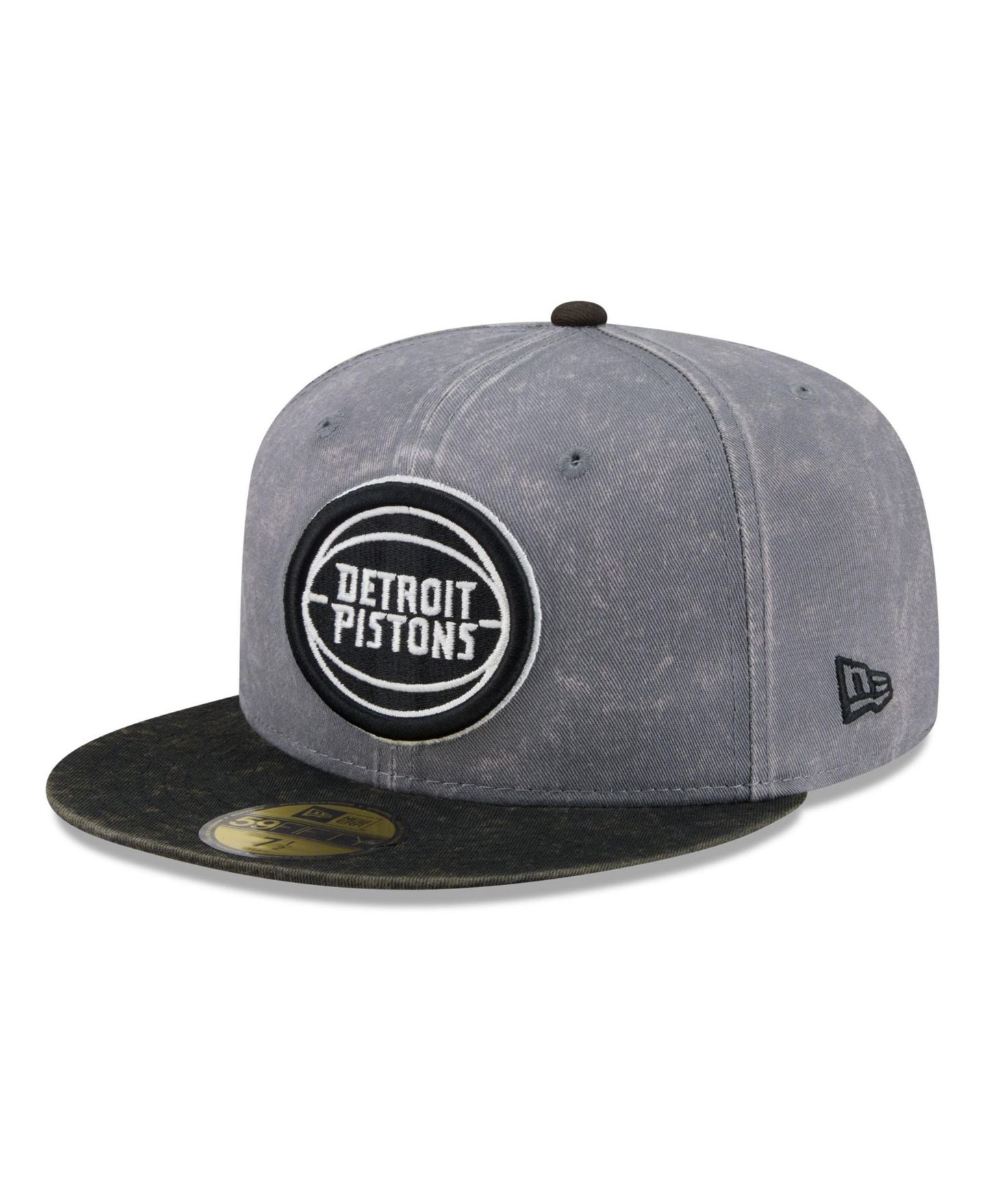 Мужская кепка New Era Gray/Black Detroit Pistons Washed 59FIFTY Fitted Hat — фото 3
