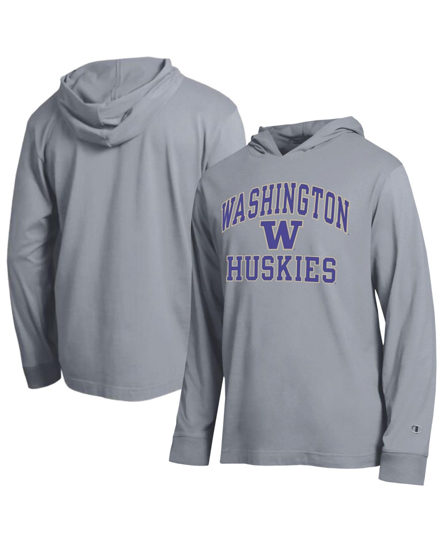 Мужская футболка Champion Heather Gray Washington Huskies High Motor All-Star Long Sleeve Hooded — фото 1