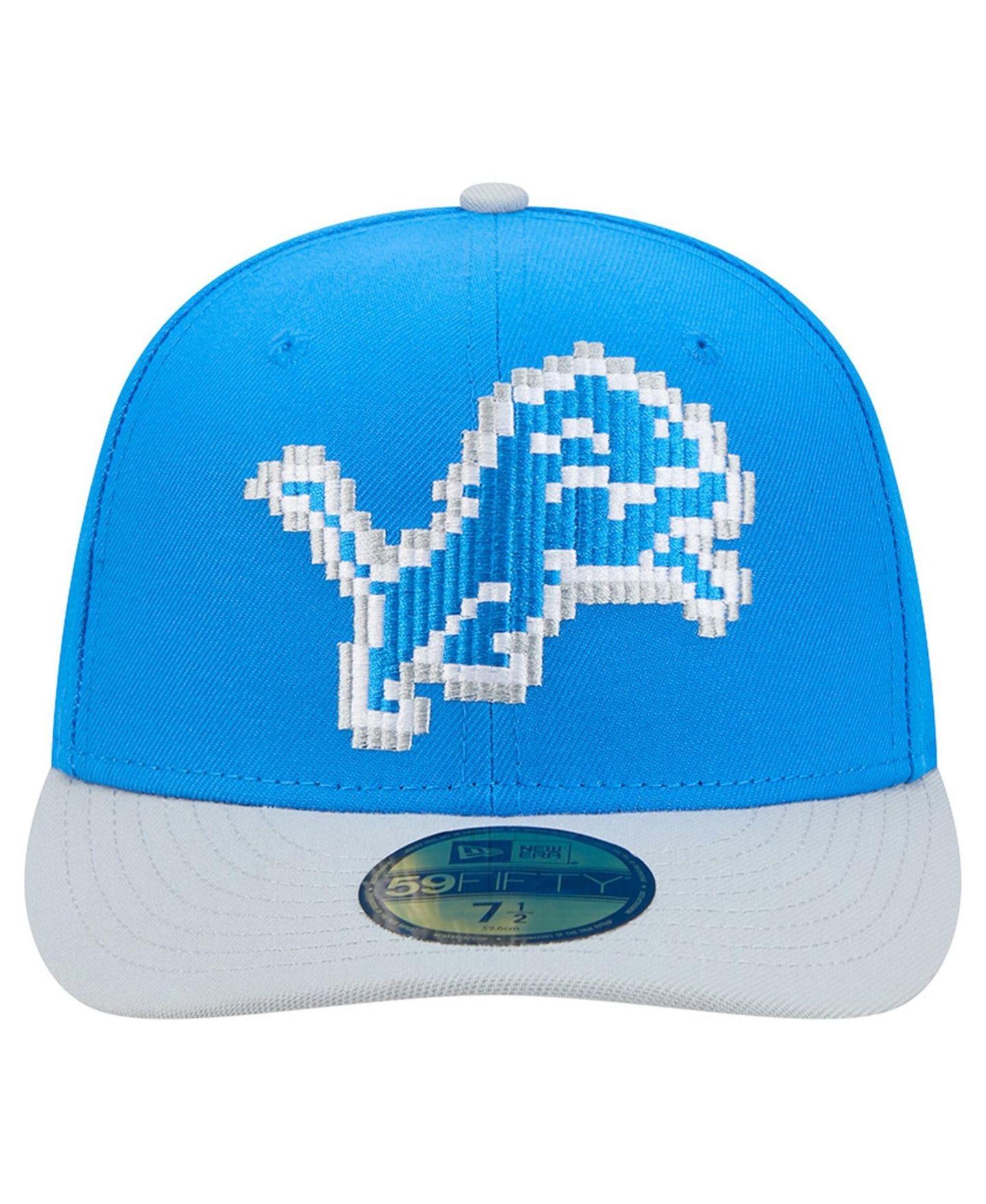 Мужская кепка New Era Blue/Silver Detroit Lions Pixel Curved 59FIFTY Fitted Hat, цвет: Синий / Серебристый — фото 2
