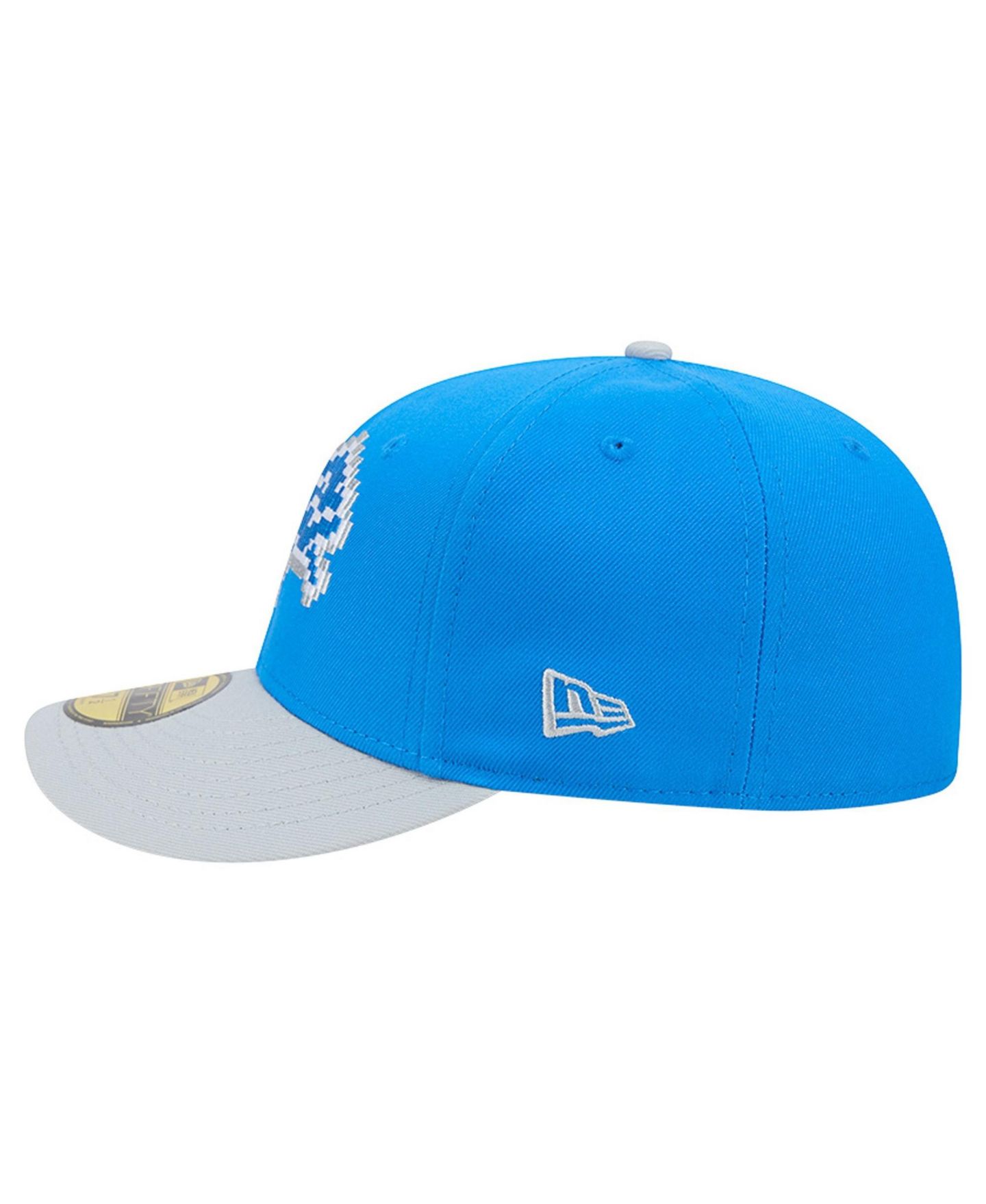 Мужская кепка New Era Blue/Silver Detroit Lions Pixel Curved 59FIFTY Fitted Hat, цвет: Синий / Серебристый — фото 7