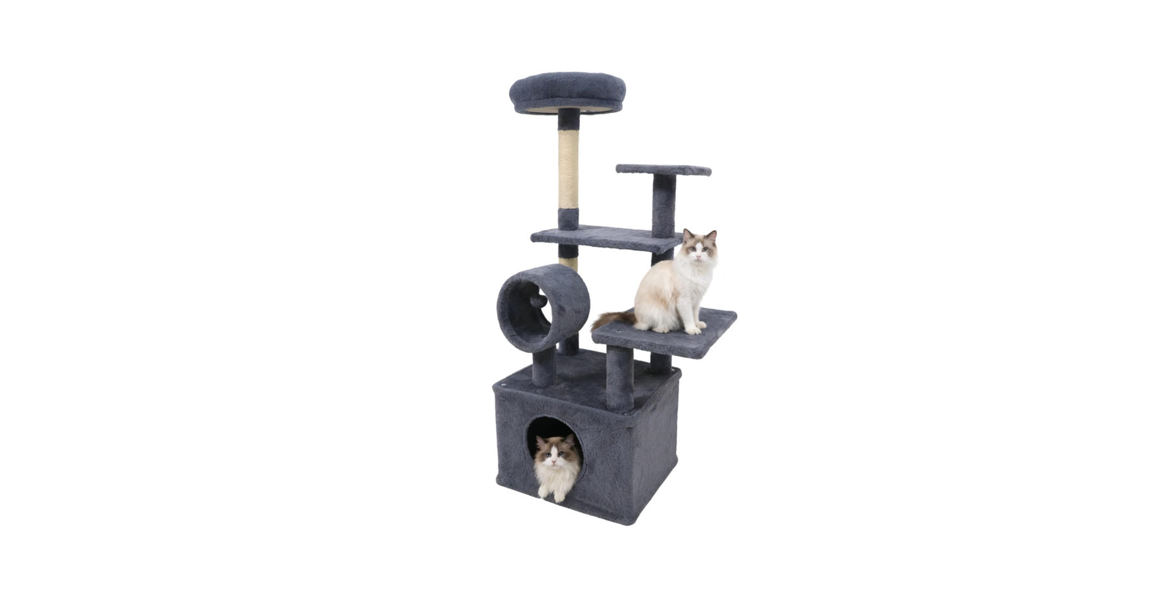 Sugift 48 Inch Multi-Level Kitten Tower with Large Private Condo Jute Posts and Thick Padded Perch