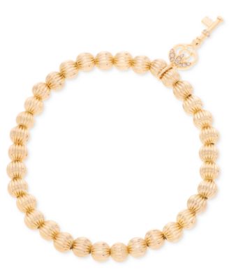 Gold-Tone Glass Key Stretch Bracelet