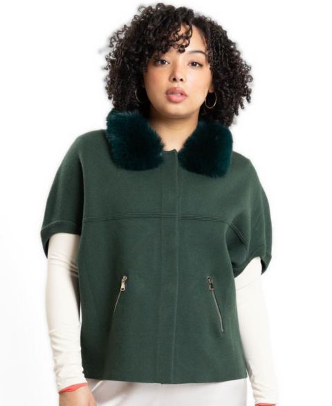 Женская куртка Caldwell Collection Cynthia with detachable faux fur collar, цвет: Тёмный зелёный