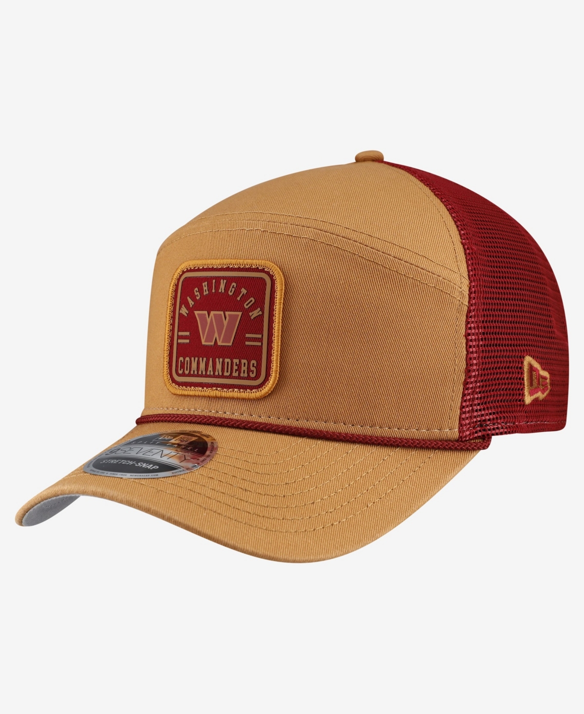 Men's New Era Brown/Burgundy Washington Commanders Team Patch Split Panel 9SEVENTY Adjustable Trucker Hat - Brown, Burgundy