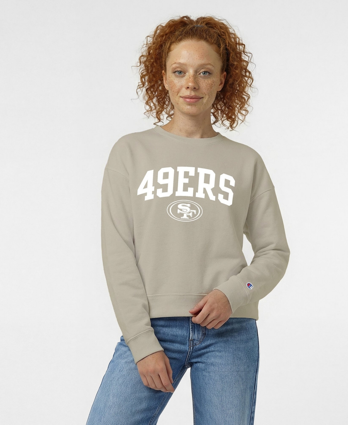 Women's Champion  Light Brown San Francisco 49ers Powerblend Cocoa Butter Fleece Sweatshirt