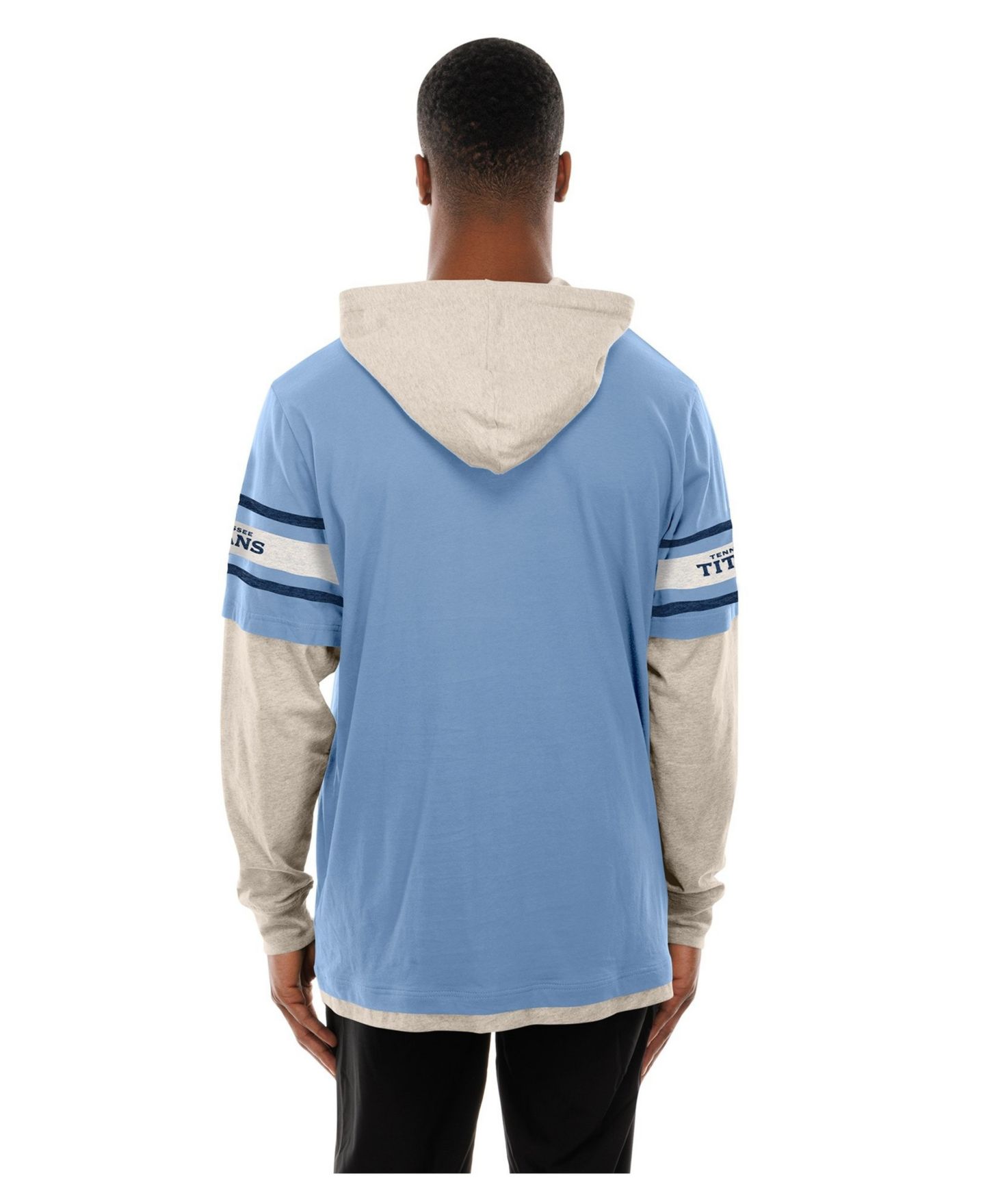 Мужская футболка New Era Light Blue Tennessee Titans Twofer Layered Long Sleeve Hooded — фото 4