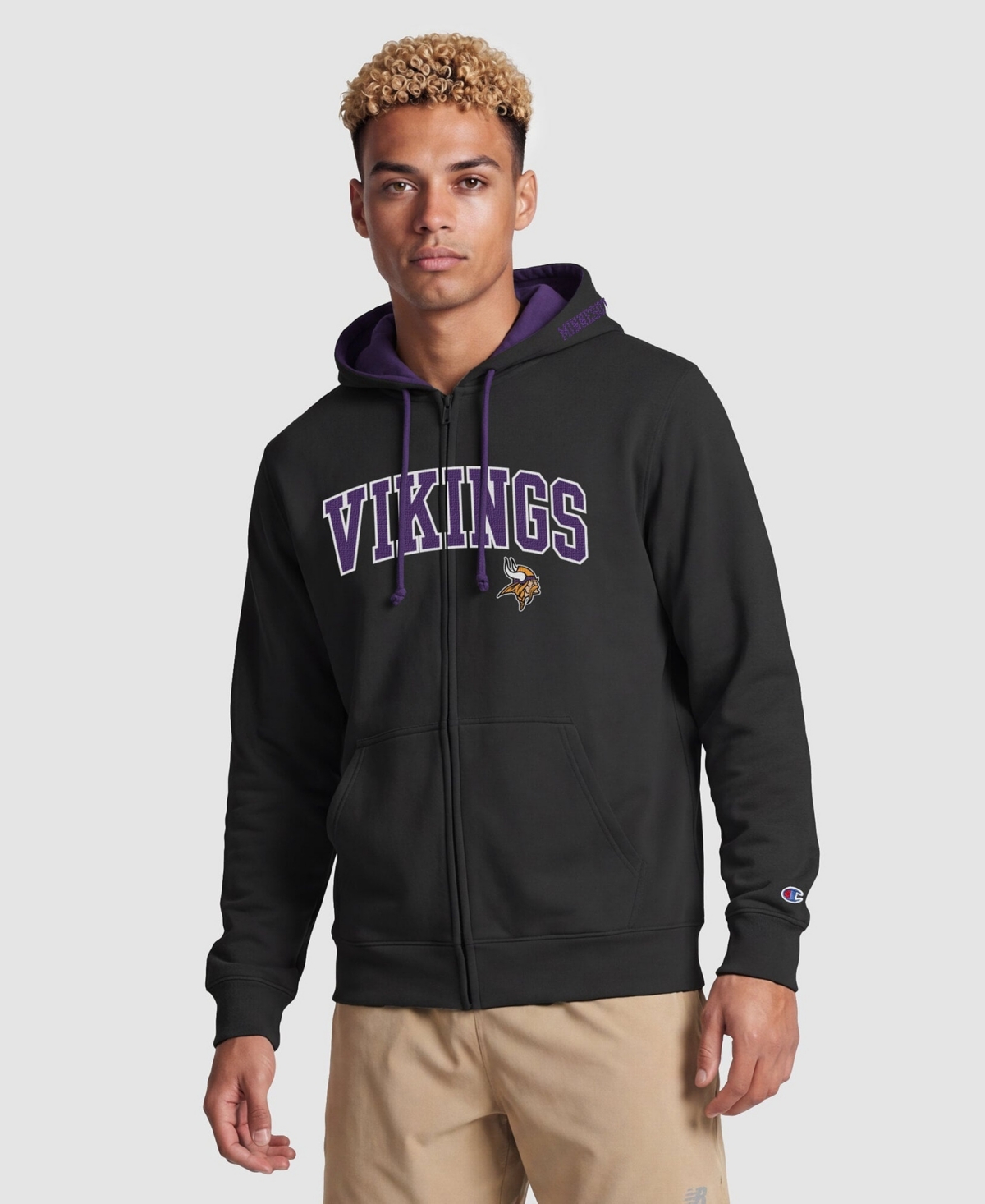 Champion Men's Minnesota Vikings Graphic Full-Zip Hoodie - Black, Purple