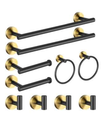 10Pieces 24" Bathroom Hardware Set Towel Bar Toilet Paper Holder Robe Hook