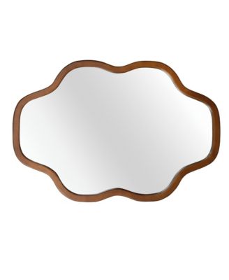 24 x 36 Inch Cloud Shape Solid Wood Frame Decorative Mirror Irregular Farmhouse for Bathroom Entryway Living Room
