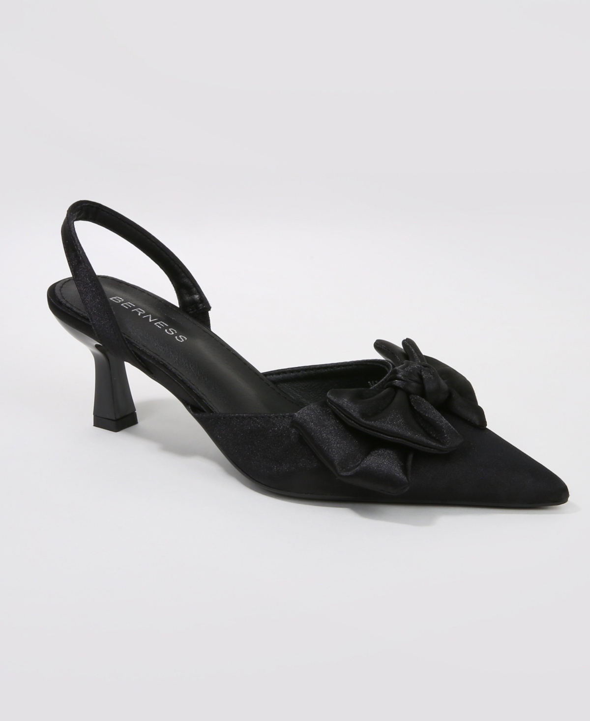Berness Michaela Satin Bow Slingback Pumps - Black