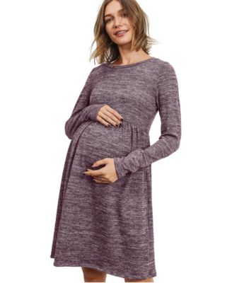Maternity Long-Sleeve Empire-Waist Pocket Dress