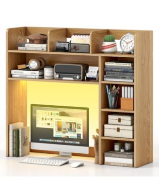 5-Tier Desktop Shelf with RGB Light Strip 35.5 Inch Desktop Bookshelf with 3 Shelves