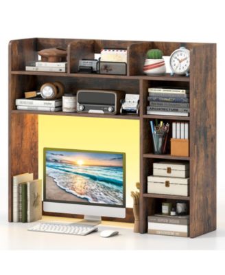 5-Tier Desktop Shelf with RGB Light Strip 35.5 Inch Desktop Bookshelf with 3 Shelves