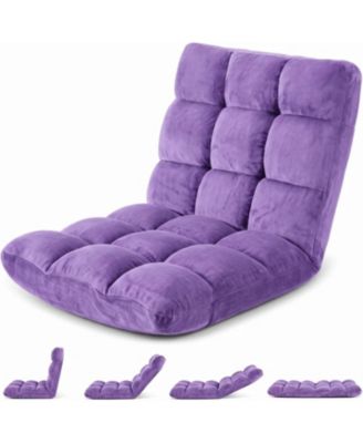 Folding Floor Chair with Back Support, 14 Adjustable Positions, Lounge Chair for Gaming and Reading